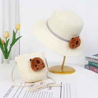 Enfants dessin animé poupées été plage seau casquettes traversant corps sacs de paille à l'extérieur petites pochettes Kapibala papier paille chapeaux sacs ensembles