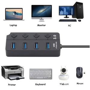 Hub <span class=keywords><strong>USB</strong></span> 3.0 7 ports haute vitesse 5 Gbps, séparateur de style moderne, adaptateur secteur <span class=keywords><strong>multiprise</strong></span> avec interrupteur, câble long, hub d'extension multiple - Product Image 2