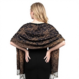 Women's Cashmere Striped <b>Wrap</b> <b>Shawl</b> with Decorative Fringe Edges Lightweight Winter Shoulder Cover for Daily Fashion Wear - Product Image 5