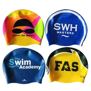 Sombreros deportivos con logotipo personalizado para hombre y mujer, gorros de natación de silicona a prueba de agua, OEM