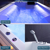 Baignoire LED rectangulaire Spa, livraison gratuite, 1800mm, bain à bulles, luxe, pour 2 personnes, en acrylique