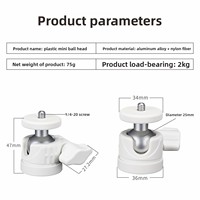 Mini support sphérique compact en plastique à faible centre de gravité pour diffusion en direct avec rotule à vis 1/4 pouce – Fabriqué en Chine