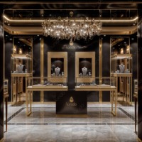 Desain Toko Jam Tangan Sundo, Lemari Pajang Perhiasan Stainless Steel Custom, Meja Perhiasan Watech dengan Lampu LED