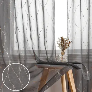 Privacy Light Filter ing Semi Sheer Vorhang mit Star Foil Print Design Leichte Voile Schlafzimmer Fenster vorhänge für Wohnzimmer