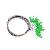 FTTH 12 core/1lot 12 kabel warna penuh SC APC OS1 pigtail Mode tunggal kabel Jumper serat optik PVC 0.9mm