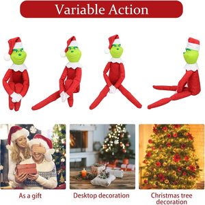 Muñeco de Peluche Monstruo Verde de 7 Pulgadas, Decoración Navideña Roja para Interiores, Sala de Estar, Estilo Tradicional - Product Image 3