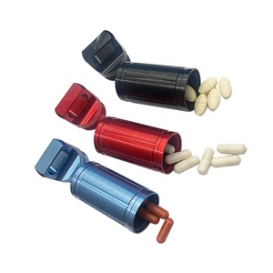 UKETA airtight waterproof aluminum pill box portable metal storage jar travel pill case with handle