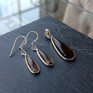 Boucles d'oreilles en argent massif avec pendentif en quartz fumé de haute qualité pour occasions féminines - Fournisseur en gros - Product Image 5
