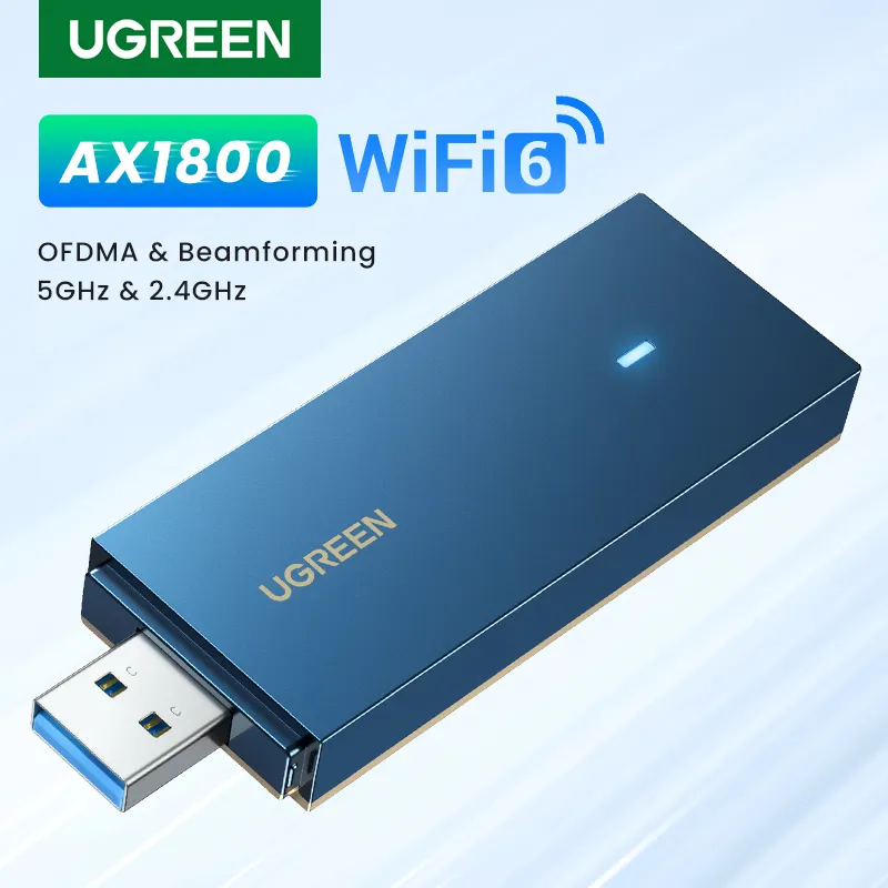 UGREEN AX1800 वाईफ़ाई एडाप्टर WiFi6 USB3.0 5G और 2.4G दोहरी-बैंड यूएसबी वाईफ़ाई के लिए पीसी लैपटॉप वाईफ़ाई एंटीना यूएसबी ईथरनेट रिसीवर नेटवर्क कार्ड