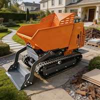 Mini-dumper sur chenilles de 1000 kg à moteur essence pour usage agricole, avec fonction de levage élevé, transporteur sur chenilles en caoutchouc pour plantations d'huiles de palme
