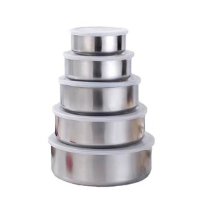 Juego <span class=keywords><strong>de</strong></span> 5 Recipientes <span class=keywords><strong>de</strong></span> Acero Inoxidable para Alimentos, Recipientes para Almacenamiento <span class=keywords><strong>de</strong></span> Alimentos, Juego <span class=keywords><strong>de</strong></span> Tazones para Mezclar, Caja Protectora <span class=keywords><strong>de</strong></span> Alimentos Frescos con Tapa <span class=keywords><strong>de</strong></span> Plástico - Product Image 1
