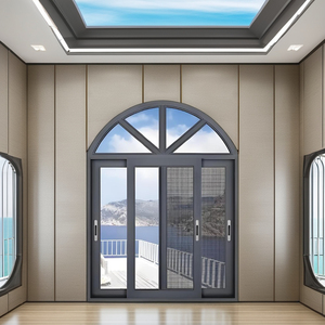 Ventana de arco deslizante de vidrio doble moderno de alta calidad, marco de aleación de aluminio, estilo abierto, hoteles, acero inoxidable Horizontal - Product Image 2