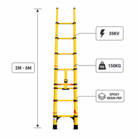 Échelle télescopique isolée en fibre de verre 35KV, résistante, rétractable, portable, non conductrice, pour travaux électriques