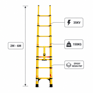 Échelle télescopique <span class=keywords><strong>isolée</strong></span> en fibre de verre 35KV, résistante, rétractable, portable, non conductrice, pour travaux électriques - Product Image 2