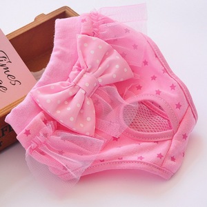 Qbellpet Accesorios para mascotas Nuevo diseño de encaje princesa <span class=keywords><strong>menstrual</strong></span> Teddy pantalones ropa interior pajarita perro pantalón - Product Image 5