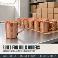 Mug Moscow Mule en acier inoxydable plaqué cuivre 400 ml 13 oz, martelé, qualité de contrôle manuelle en usine, vente en gros