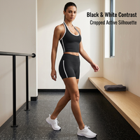 Ensemble de vêtements de sport pour femmes, taille plus, avec logo personnalisé, haut de yoga push-up et short de sport à taille haute élastique, séchage rapide, couleur unie