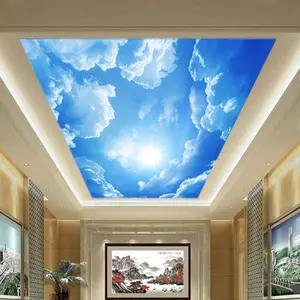 कस्टम 3D फोटो वॉलपेपर नीले आकाश और सफेद बादल दीवार कागज आंतरिक छत शीर्ष लॉबी कमरे में रहने वाले भित्ति वॉलपेपर सजावट