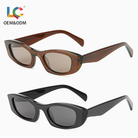 Lunettes de soleil étroites style années 90, polarisées UV400, monture en acétate, certifiées CE, logo personnalisé OEM, pour femmes et hommes, vente en gros directe usine