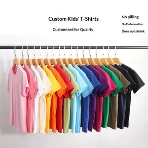 T-shirts d'été décontractés pour enfants 180g, manches courtes, garçon et fille, logo personnalisé, col rond, t-shirts en tricot uni - Product Image 5