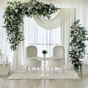 Arco cuadrado de boda con Rosa Blanca, guirnalda de corredor de flores, <span class=keywords><strong>Fondo</strong></span> de arco de Metal negro para decoración de <span class=keywords><strong>fondo</strong></span> de fiesta de boda de negocios - Product Image 6