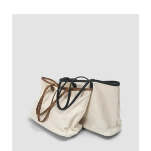 Vendita calda da donna con cinturino in pelle di cotone Tote Bag in tela con tasca interna e cerniera - Product Image 3