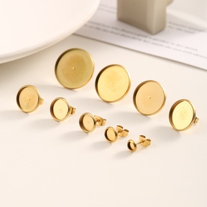Base ronde en acier inoxydable pour clous d'oreilles - Composants de boucles d'oreilles <span class=keywords><strong>à</strong></span> tige plate - Composants de bijoux DIY pour clous d'oreilles - Product Image 2