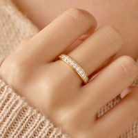 Bague minimaliste en argent sterling avec moissanite taille ronde, bague éternité complète empilable en moissanite pour hommes et femmes, vente en gros