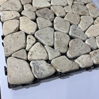 Dalles de terrasse carrées en galets blancs irréguliers emboîtables pour extérieur, 30x30cm, pour aménagement paysager, en provenance de Chine