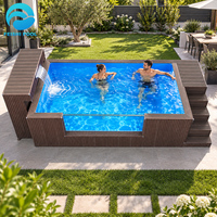 Piscine hors sol compacte en fibre de verre, style maison, avec bassin en mosaïque turquoise, pour extérieur, 20ft 40ft, avec fonction bain à remous et spa