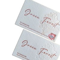 Cartes de visite en papier coton typographié, cartes postales, cartes de vœux pour fleuristes, estampage à chaud doré, gaufrage UV, impression en relief