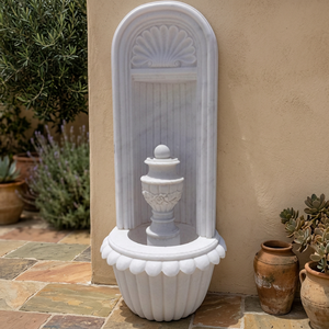 Estatua de Fuente Flexible Tallada a Mano en Piedra Blanca Sólida Clásica con 1 Año de Garantía para Uso en Villas - Product Image 3
