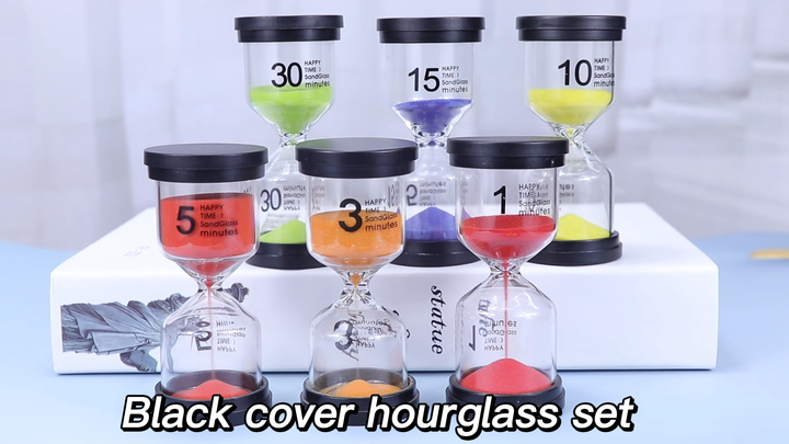 6Pcs/set 1-3-5-10-15-30-Minutes Visual Timer for Kid with Autisms Hourglass Colorful Hourglass Sand Timers - 1⁄3⁄5⁄10⁄15⁄30 Min Hourglass