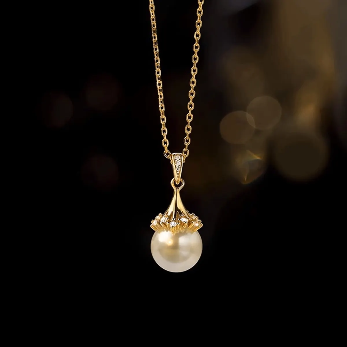 Collana con ciondolo di perle d'acqua dolce in oro duro 18K oro d'oro naturale di alta gioielleria oro carino stile ragazza