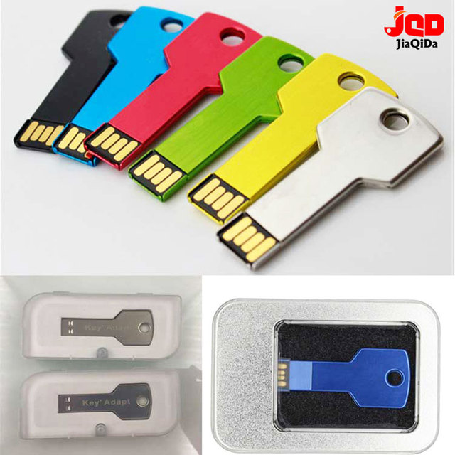 Custom Logo Metal Key USB Flash Drive 4GB 8GB Waterproof Key Shaped Pendrive Memory Stick 2.0 3.0 Wholesale for Promotional Gift