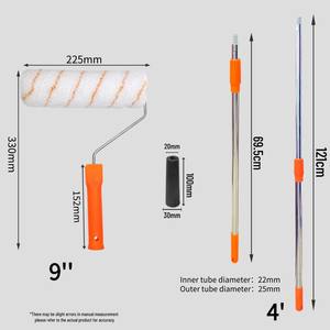 Rodillo <span class=keywords><strong>de</strong></span> pintura amarillo <span class=keywords><strong>de</strong></span> 9 pulgadas con rayas, rodillo <span class=keywords><strong>de</strong></span> <span class=keywords><strong>pared</strong></span> extensible, pincel <span class=keywords><strong>para</strong></span> dibujar - Product Image 6