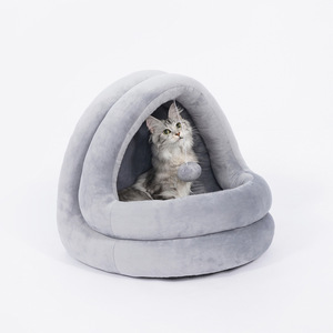 <b>Cat</b> <b>Bed</b> Yurt Style Round Gray Soft Washable All Season Pet <b>Bed</b> Small Size <b>Large</b> Size - Product Image 4