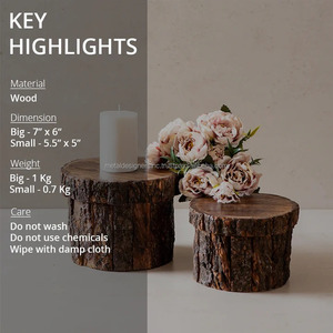 Ensemble de 2 contremarches en écorce de bois bougeoirs en métal lanternes bocaux à bougie pour la décoration de la maison décoration de table basse articles ménagers - Product Image 2