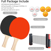 Ensemble de raquettes de tennis de table à prix avantageux avec filet rétractable, raquettes, balles et sac de transport, adapté aux compétitions en intérieur/extérieur
