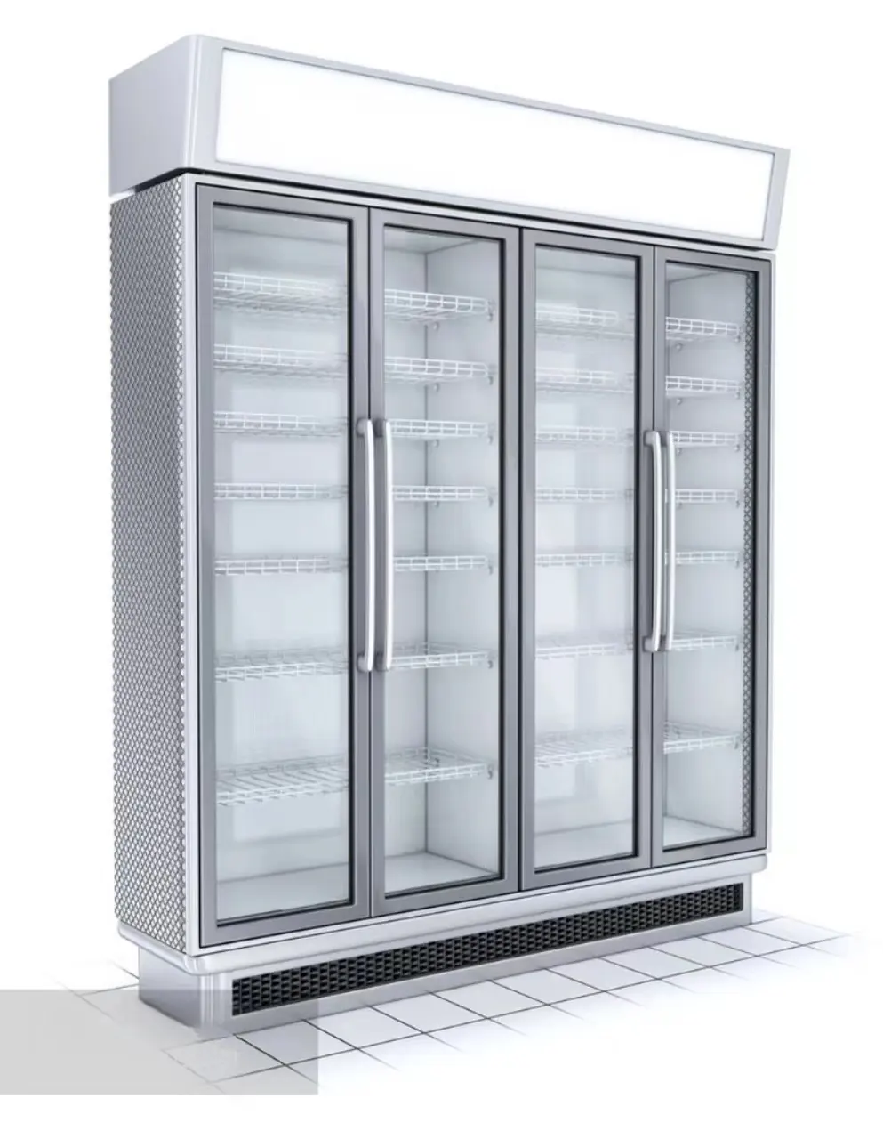 Freezer es krim bekas pintu kaca