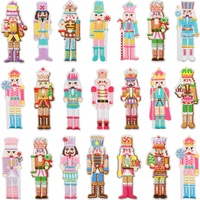 Parches Bordados de Cascanueces, Figuras de Ballet Navideñas, Apliques Termoadhesivos, Decoración Navideña Rosa Pastel para Chaquetas, Accesorios DIY