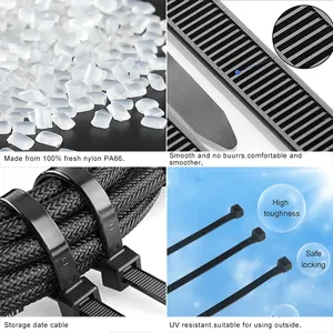 黒色UV耐性マイクロケーブルタイ ナイロン66（インビスタ）6インチ セルフロック式マイクロプラスチックケーブルタイ 黒色プラスチック包装 - Product Image 3