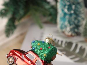 Ensemble d'arbre de Noël rouge incassable et écologique avec ornement de <span class=keywords><strong>voiture</strong></span> classique pour des décorations de Noël sûres pour la famille - Product Image 5