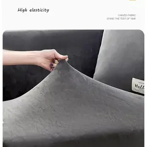 Housse de canapé en velours extensible Elleine, ensemble de 3 pièces, taille futon, style moderne, lavable en machine, protecteur - Product Image 6