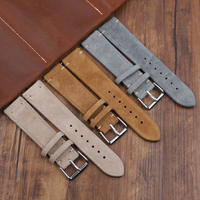 Bracelet de montre en cuir véritable suédé fait main en gros 18mm 20mm 22mm 24mm