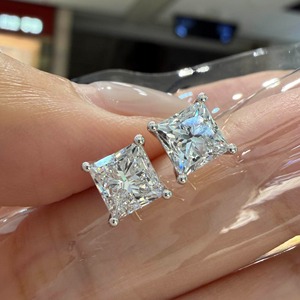 ต่างหูเพชรทรงหลากหลายแบบ SGARIT 18K ทองคำขาว เพชรเพาะเลี้ยงในห้องปฏิบัติการ ต่างหูแบบติดหูทรงโซลิแทร์สำหรับผู้หญิง - Product Image 4