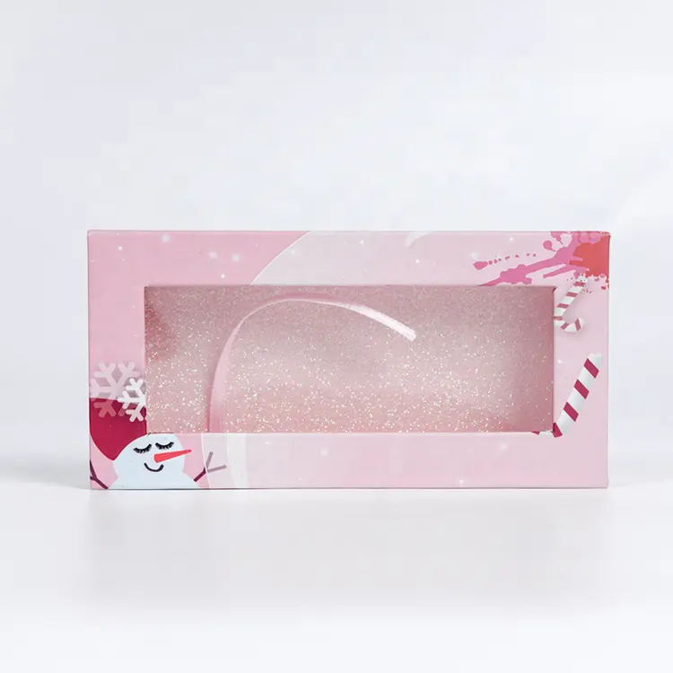 Caja de almacenamiento de extensión de papel vacía de lujo personalizada caja de embalaje de pestañas magnéticas de color rosa falso