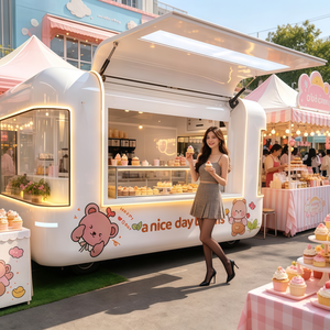 Avvia un'attività mobile redditizia ovunque con il nostro delizioso food truck bianco dotato di struttura in acciaio inossidabile e vetrina per dolciumi integrata - Product Image 1