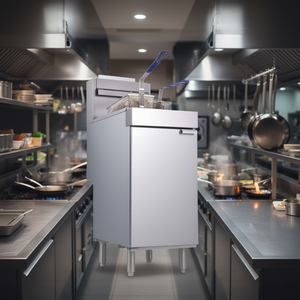 Freidora comercial de propano de 90000 Btu, de acero inoxidable, con doble cesta, para uso en restaurantes. - Product Image 2