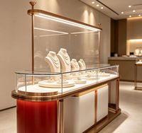 Comptoir et vitrine de présentation de bijoux GZowin avec éclairage LED en verre, couleurs personnalisables - Présentoir de magasin écologique